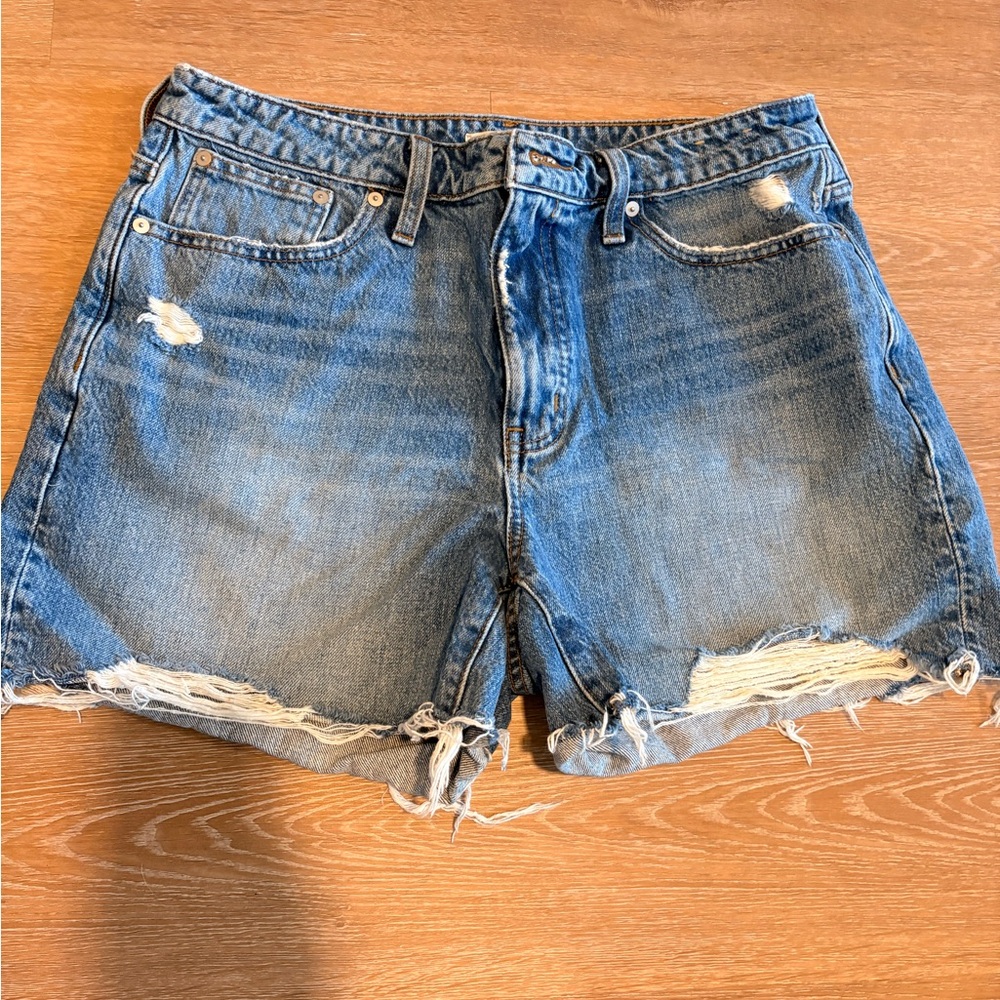 Madewell Distressed Blue Denim Shorts